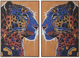 Schilderij Home ESPRIT Luipaard Stads 80 x 4,5 x 120 cm (2 Stuks)