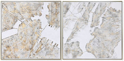 Schilderij Home ESPRIT Stad Loft 102 x 4,5 x 102 cm (2 Stuks)