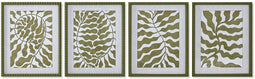 Schilderij Home ESPRIT Wit Groen Tropisch Blad van een plant 40 x 2,5 x 50 cm (4 Stuks)