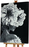 Schilderij Lady with flower in black and white - Acryclic Painting