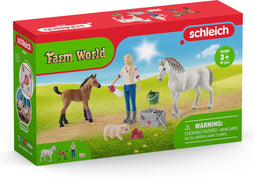 schleich FARM WORLD - Arts bezoekt merrie en veulen - Speelfigurenset - Kinderspeelgoed voor Jongens en Meisjes - 3 tot 8 jaar - 8 Onderdelen
