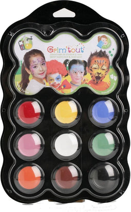 "Schminkpalet carnaval 9 kleuren - Grim Tout - Schmink - One size"