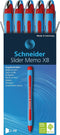 Schneider balpen - Slider Memo - penpunt XB - schrijfbreedte 1,4mm - rood - 10 stuks - S-150202-10