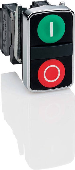 Schneider Electric Harmony ZB4BA7341 Dubbele drukknop Bedieningsknop vlak 2 knoppen Groen, Rood Druk-ontgrendeling 1 st