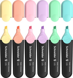Schneider tekstmarker - Job pastel - assorti 6 stuks - beitelpunt - S-115097