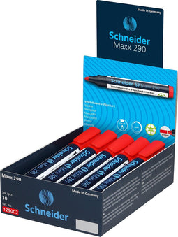 Schneider whiteboardmarker - Maxx 290 - ronde punt - rood - 10 stuks - voor whiteboard en flipover - S-129002-10