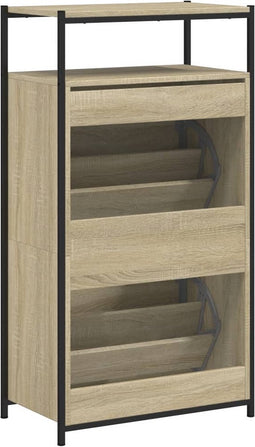Schoenenkast 60x34x112 cm bewerkt hout sonoma eikenkleurig
