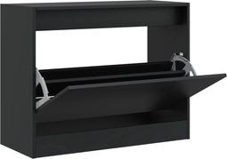 Schoenenkast 80x34x63 cm bewerkt hout zwart