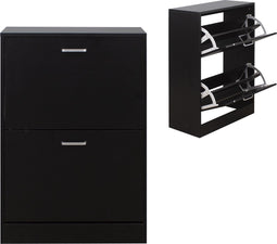 Schoenenkast - schoenenrek - 2 vakken - zwart