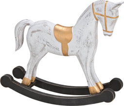Schommelpaard van hout wit - 22 cm hoog