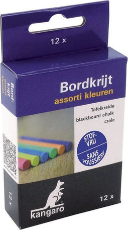 Schoolbordkrijt 12stuks kleur assorti stofvrij - 12 stuks