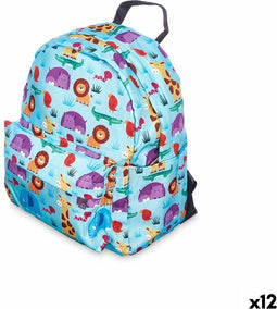 Schoolrugzak dieren Multicolour 28 x 12 x 22 cm (12 Stuks)