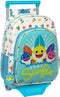 Schoolrugzak met Wielen Baby Shark Surfing Blauw Wit 26 x 34 x 11 cm