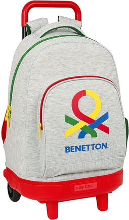 Schoolrugzak met Wielen Benetton Pop Grijs (33 x 45 x 22 cm)