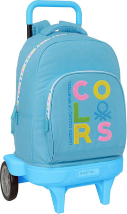 Schoolrugzak met Wielen Benetton Spring Hemelsblauw 33 X 45 X 22 cm