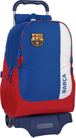Schoolrugzak met Wielen F.C. Barcelona Blauw Kastanjebruin 32 x 44 x 16 cm