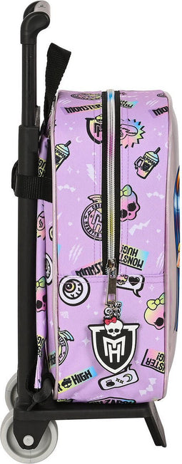 Schoolrugzak met Wielen Monster High Best boos Lila 22 x 27 x 10 cm