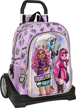 Schoolrugzak met Wielen Monster High Best boos Lila 33 x 42 x 14 cm
