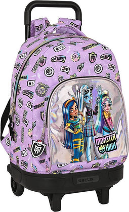 Schoolrugzak met Wielen Monster High Best boos Lila 33 X 45 X 22 cm