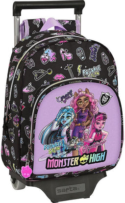 Schoolrugzak met Wielen Monster High Creep Zwart 28 x 34 x 10 cm