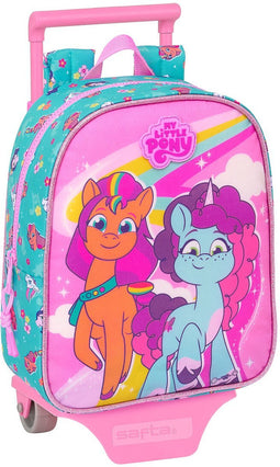 Schoolrugzak met Wielen My Little Pony Magic Roze Turkoois 22 x 27 x 10 cm