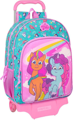Schoolrugzak met Wielen My Little Pony Magic Roze Turkoois 33 x 42 x 14 cm