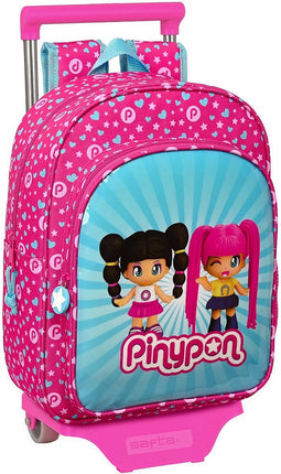 Schoolrugzak met Wielen Pinypon Blauw Roze 26 x 34 x 11 cm