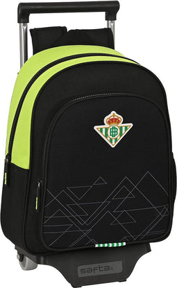 Schoolrugzak met Wielen Real Betis Balompié Zwart Limoen 28 x 34 x 10 cm