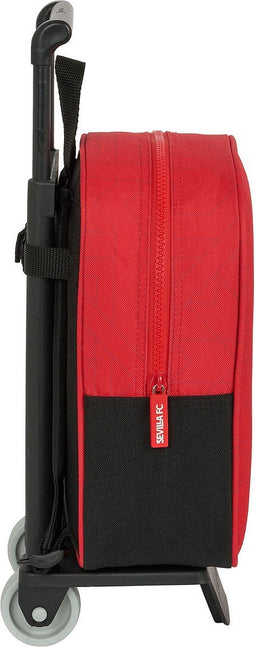 Schoolrugzak met Wielen Sevilla Fútbol Club Zwart Rood 22 x 27 x 10 cm