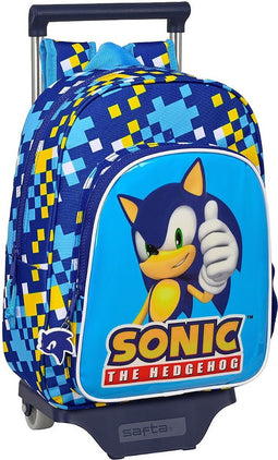 Schoolrugzak met Wielen Sonic Speed 26 x 34 x 11 cm Blauw