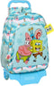 Schoolrugzak met Wielen Spongebob Stay positive Blauw Wit (33 x 42 x 14 cm)