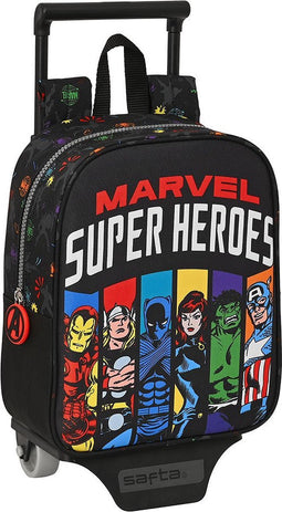 Schoolrugzak met Wielen The Avengers Super heroes Zwart (22 x 27 x 10 cm)