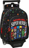 Schoolrugzak met Wielen The Avengers Super heroes Zwart (27 x 33 x 10 cm)