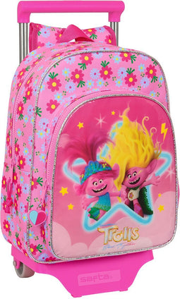 Schoolrugzak met Wielen Trolls Roze 26 x 34 x 11 cm