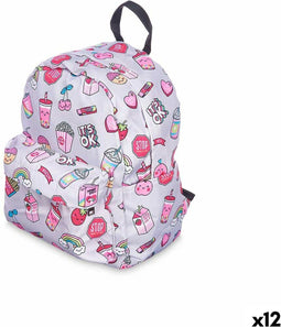 Schoolrugzak Regenboog Multicolour 28 x 12 x 22 cm (12 Stuks)