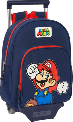 Schooltas, Rugtas, Trolley, Reiskoffer - Super Mario World - Marineblauw, Rood (28 x 34 x 10 cm)