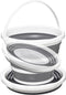 Schoonmaak emmer opvouwbaar wit/grijs rond 32 x 24,5 cm 10 liter van kunststof- Schoonmaken - Schoonmaakemmer