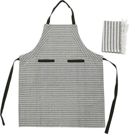 Schort met Buidelzak DKD Home Decor 70 x 1 x 85 cm Grijs Katoen Wit Groen