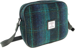 Schoudertas Almond Blauw met Turquoise - 19x21x7 - Harris Tweed - Glen Appin of Scotland