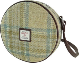 Schoudertas Bannock Beige Stewart en zacht Groen - Rond - Ritssluiting - Harris Tweed - Glen Appin of Scotland