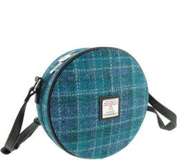 Schoudertas Bannock Blauw (Sea Blue) - Rond - Ritssluiting - Harris Tweed - Glen Appin of Scotland