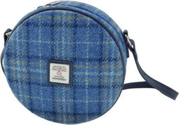 Schoudertas Bannock Lichtblauw - Rond - Ritssluiting - Harris Tweed - Glen Appin of Scotland