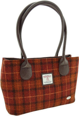 Schoudertas Cassley Bruin met Oranje - Klassiek - Harris Tweed - Glen Appin of Scotland