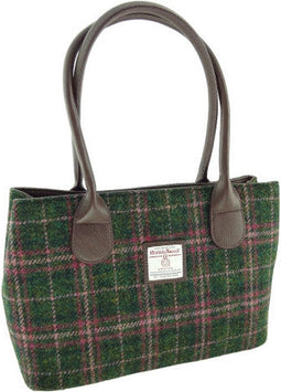 Schoudertas Cassley Groen en Roze (Plum) - Klassiek - Harris Tweed - Glen Appin of Scotland