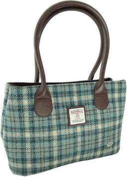 Schoudertas Cassley Lichtblauw met Creme (Duckegg and Cream) - Klassiek - Harris Tweed - Glen Appin of Scotland