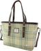 Schoudertas Spey Beige Stewart en zacht Groen - Groot - Ritssluiting - Harris Tweed - Glen Appin of Scotland