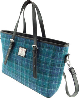 Schoudertas Spey Blauw (Sea Blue) - Groot - Ritssluiting - Harris Tweed - Glen Appin of Scotland
