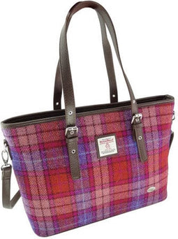Schoudertas Spey Oranje Paars Tartan - Groot - Ritssluiting - Harris Tweed - Glen Appin of Scotland