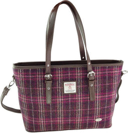 Schoudertas Spey Paars Geruit - Groot - Ritssluiting - Harris Tweed - Glen Appin of Scotland