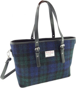Schoudertas Spey Tartan Black Watch - Groot - Ritssluiting - Harris Tweed - Glen Appin of Scotland